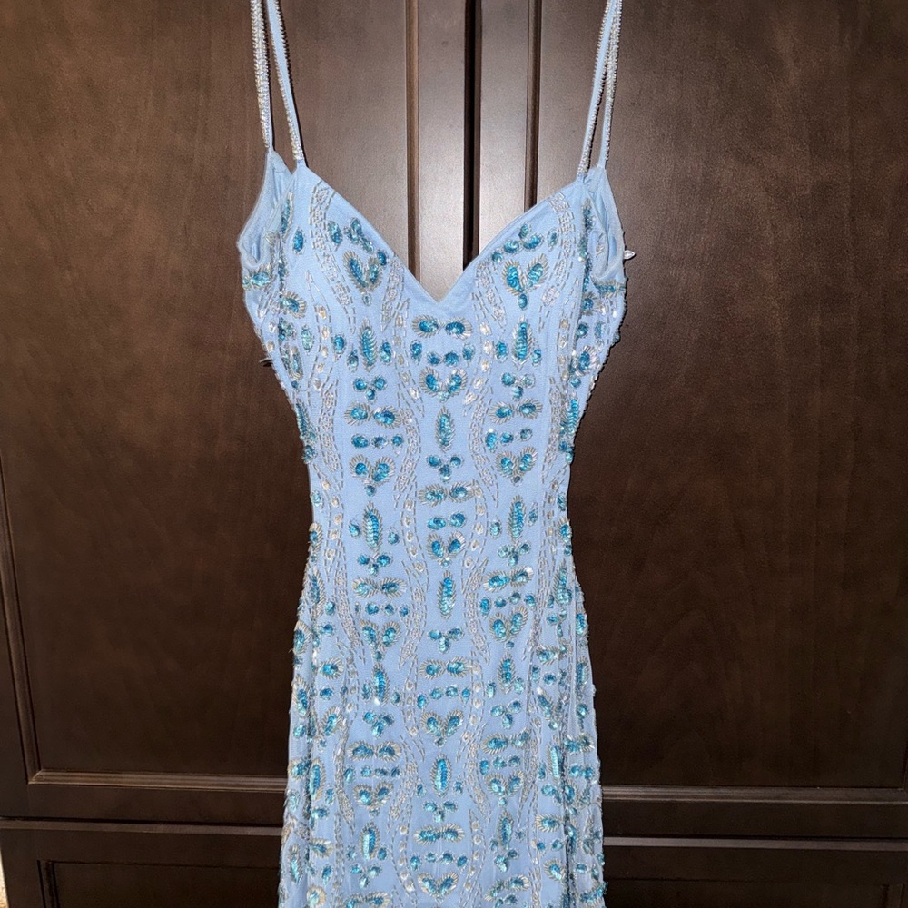 Elegant Blue Embellished Dress